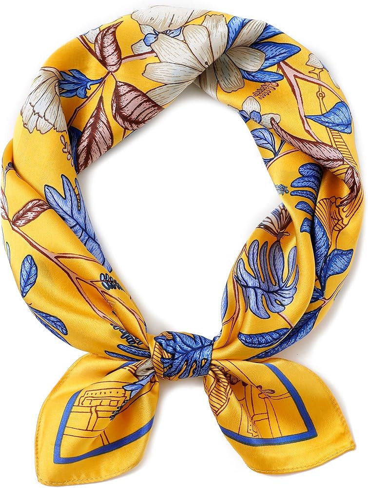 100% Pure Mulberry Silk Square Scarf-27''x27 Lightweight Hair Scarves Headscarf Night Sleeping wi... | Amazon (US)