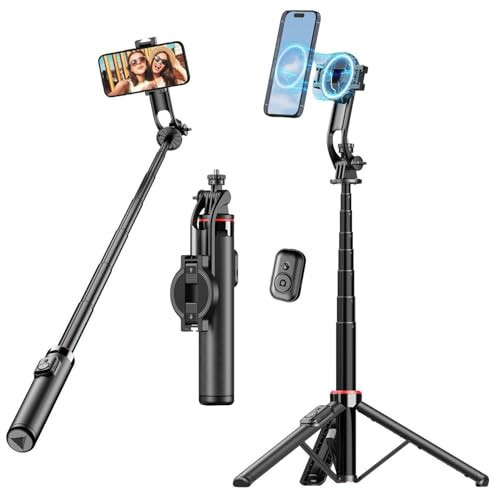 Magnetic Selfie Stick Tripod for iPhone - 51" Phone Tripod Stand Compatible with Magsafe, Travel Tripod Phone Holder Stick for iPhone Android Cell Phones Camera Video Recording Vlogging | Amazon (US)