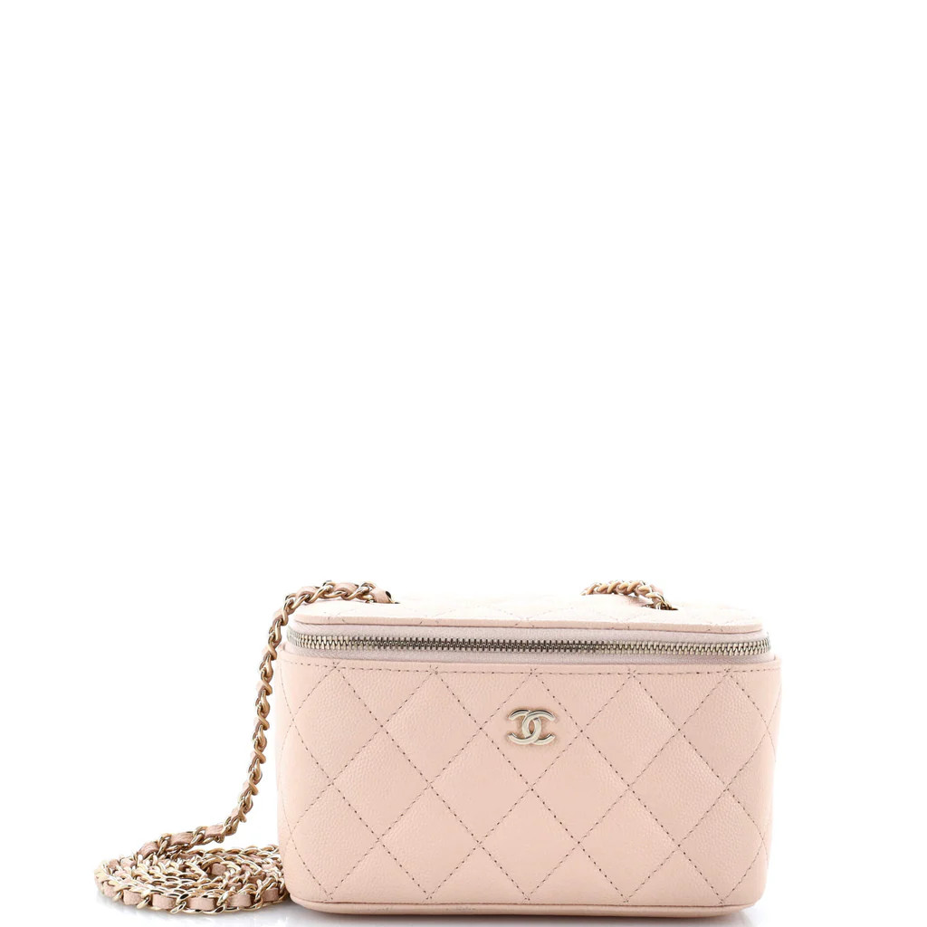 Classic Vanity Case with Chain Quilted Caviar Small | Rebag