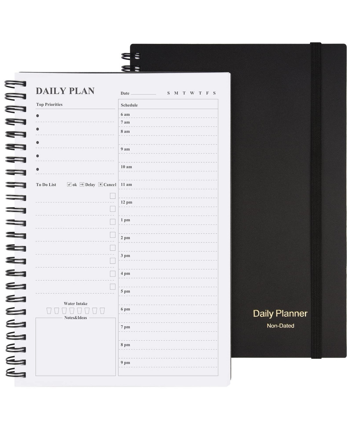 Gnuadz Planner Daily Agenda To Do List Hourly Schedule Spiral Appointment Book Elastic Closure Inner Pocket - Black a5 | Macy's