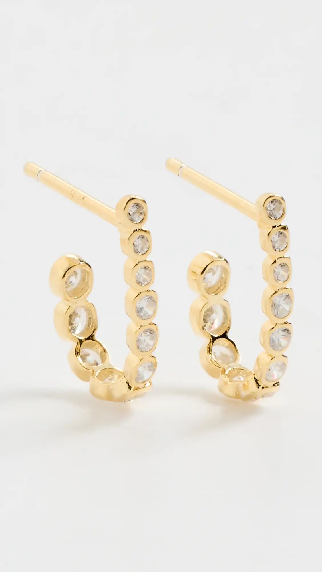 By Adina Eden CZ Bezel U Shape Stud Earrings | Shopbop | Shopbop