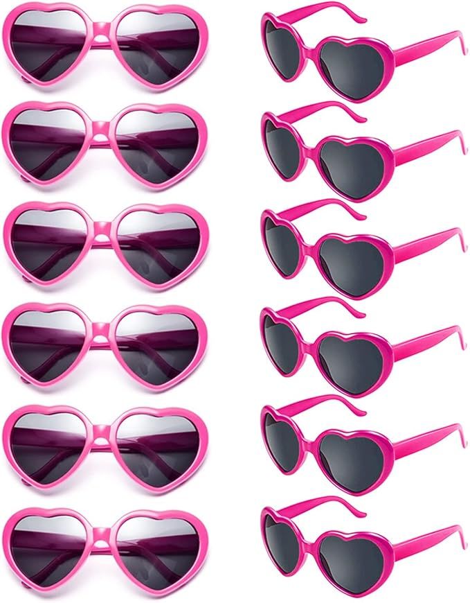 12 Pack Neon Colors Heart Shape Party Favors Sunglasses Unisex Wholesale | Amazon (US)