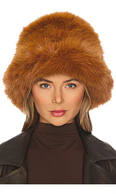 jocelyn Oversized Faux Fur Bucket Hat in Chestnut from Revolve.com | Revolve Clothing (Global)