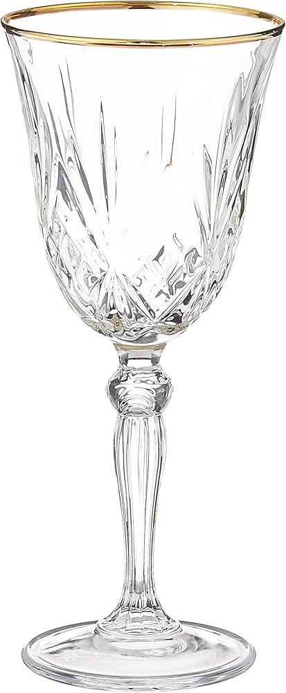 Lorren Home Trends Siena Collection Crystal White Wine Glass with Gold Band Design, Set of 4,6 fl... | Amazon (US)