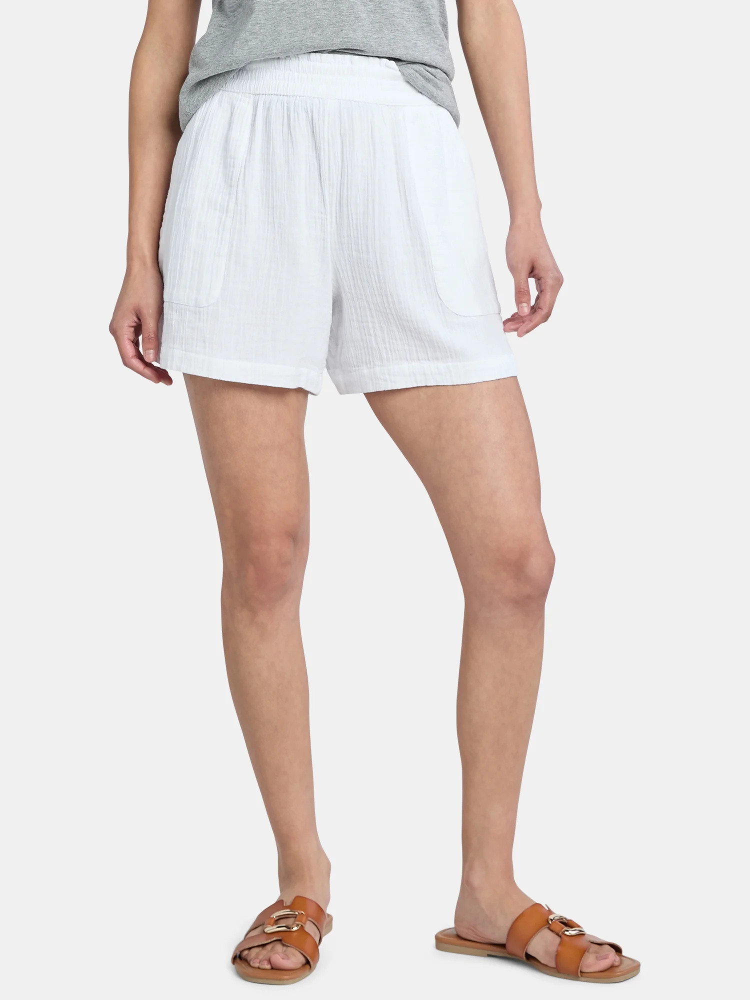 Time and Tru Women's Double Cloth Cotton Shorts, Sizes XS-XXXL - Walmart.com | Walmart (US)