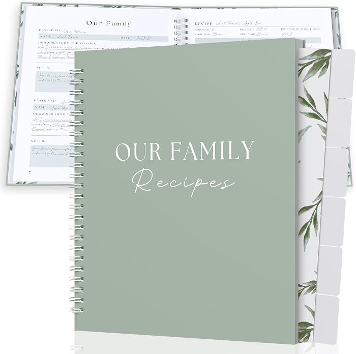 Recipe Book To Write In Your Own Recipes with 6 Custom Dividers - Blank Spiral DIY Personalized F... | Amazon (US)