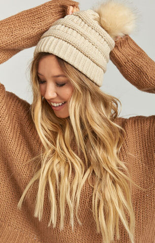 Riley Pom Pom Hat ~ Beige | Show Me Your Mumu