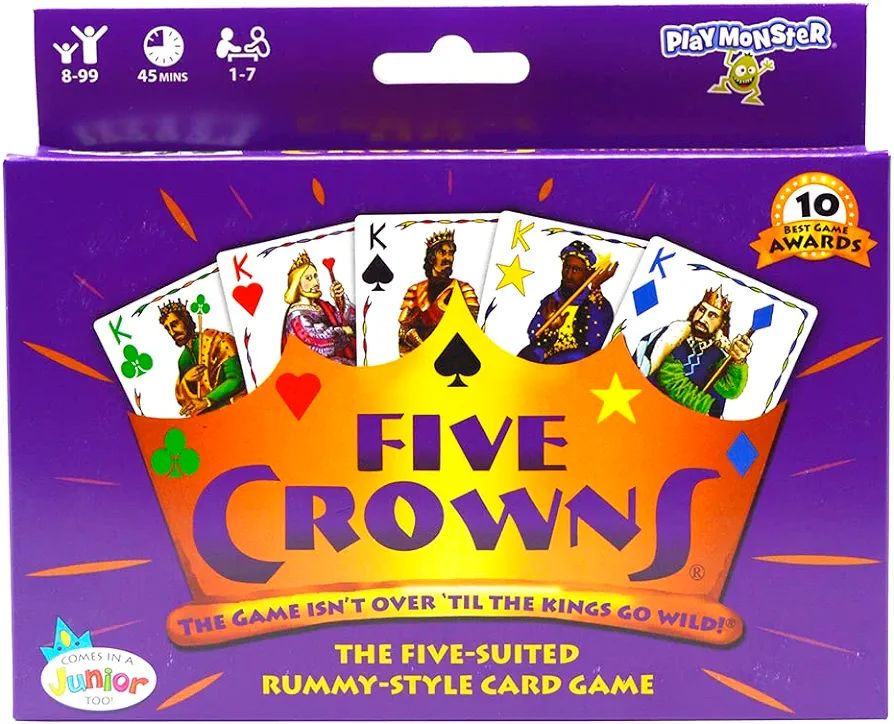 PlayMonster Five Crowns — The Game Isn't Over Until the Kings Go Wild! — 5 Suited Rummy-Style... | Amazon (US)