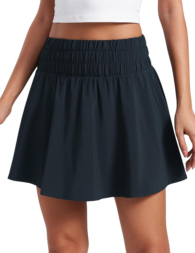 CRZ YOGA High Shirred-Waisted Tennis Skirts for Women - Mini Lined Golf Casual Athletic Flowy Sko... | Amazon (US)