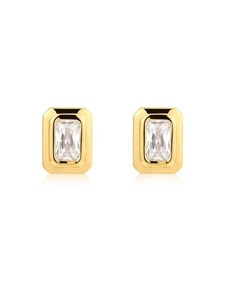 The Emerald Bezel Studs | Luv Aj Inc.