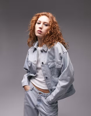 Topshop denim oversized jacket in bleach | ASOS (Global)