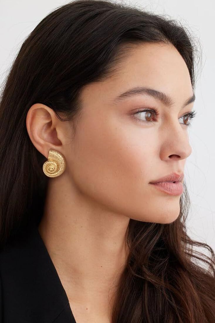 LILIE&WHITE Conch Sell Earrings Gold Stud Earrings For Women Love Knot Stud Earrings Angel Wings ... | Amazon (US)