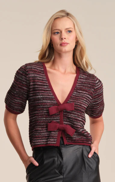 Elaine Marled Bow Front Cardigan | Mint Clothing Boutiques