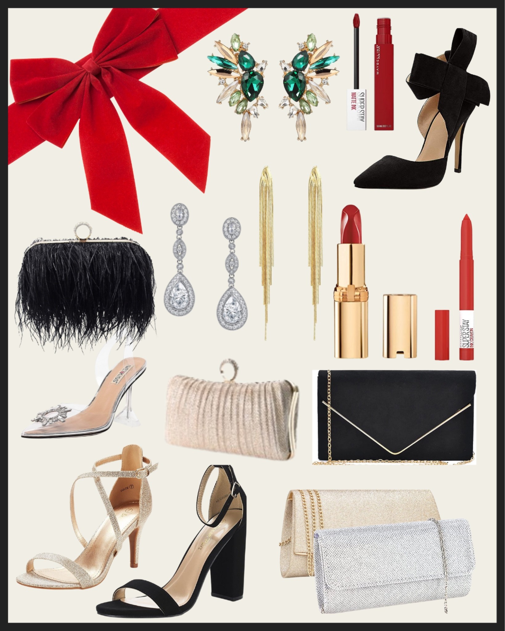 Holiday outfit heels and accessories 

#LTKHoliday #LTKunder50 #LTKwedding