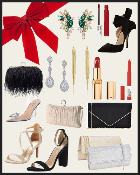 Holiday outfit heels and accessories 

#LTKHoliday #LTKunder50 #LTKwedding