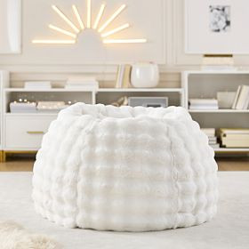 Large Marshmallow Faux Fur Ivory Bean Bag Chair | Pottery Barn Teen