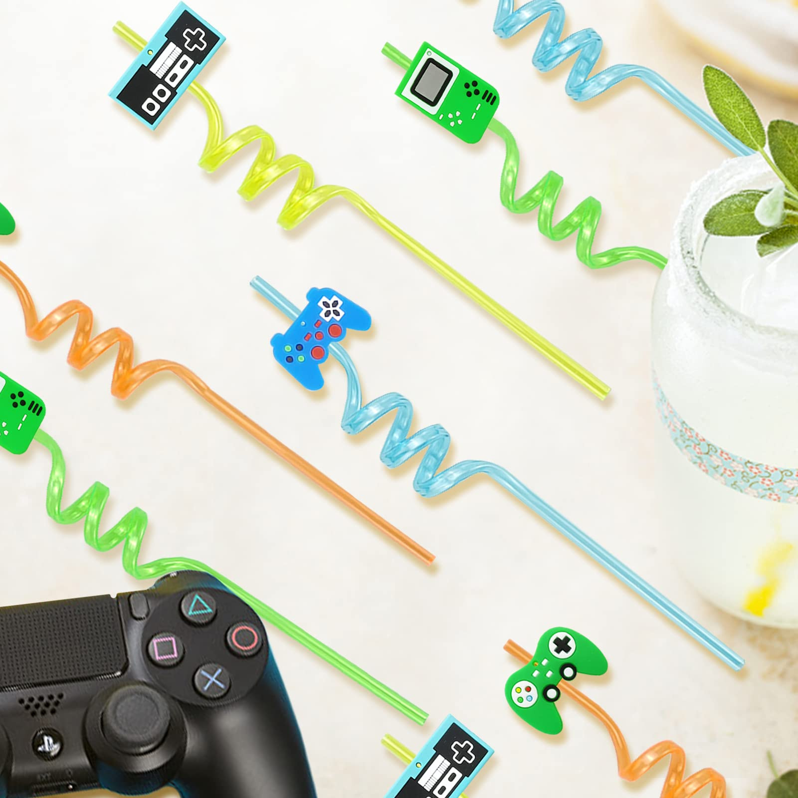 24pc Video Game Party Favors, Game Controller Drinking Straws as Birthday Party Supplies Decorati... | Amazon (US)