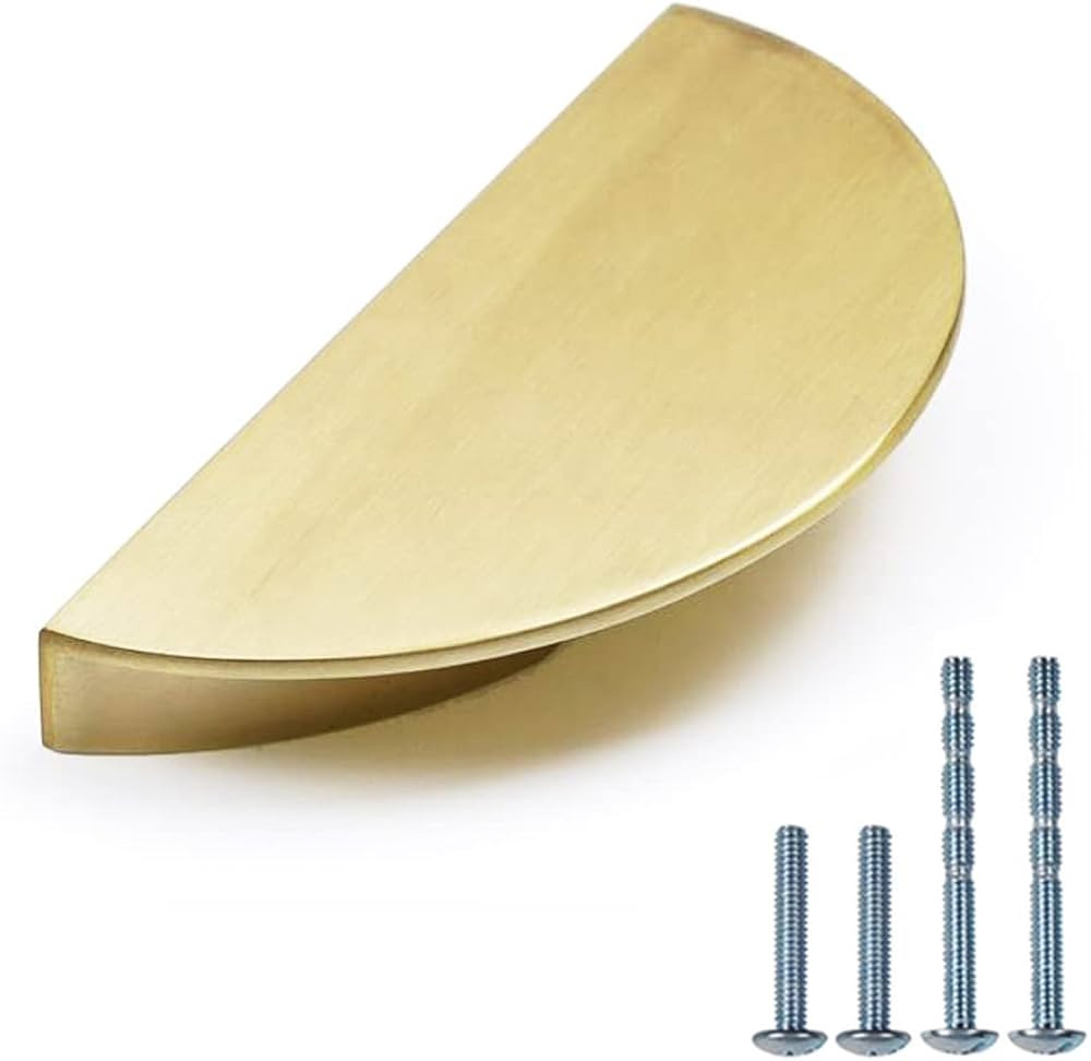 4 Pack Half Moon Drawer pulls,Brass Half Moon Cabinet Pulls 2.5 Inch (64mm) Hole Center Zinc Brus... | Amazon (US)