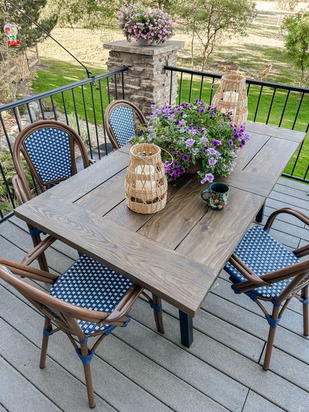 Love this outdoor dining table from @Walmart! It’s metal but looks like wood. Great quality! 

Outdoor space, patio, summer decor, deck 

#walmartpartner 