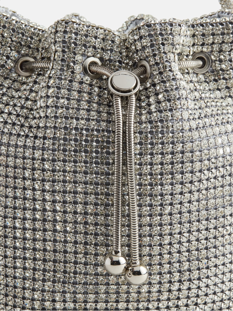 Scoop Women's Faux Rhinestone Bucket Bag, Silver Tone | Walmart (US)
