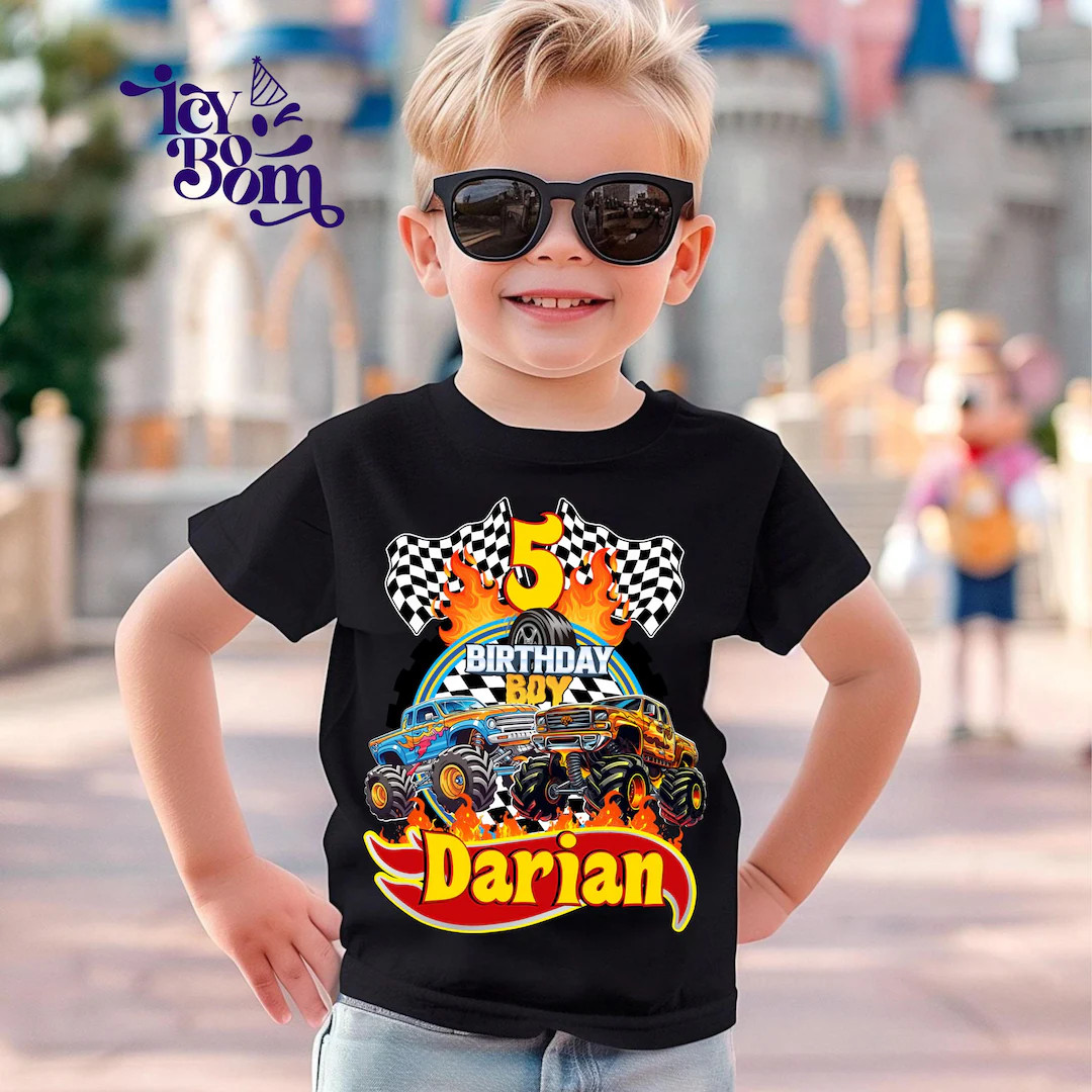 Inspired Car Birthday T-shirt: Truck Party Theme, Family Matching, Gift for Kids - Etsy | Etsy (US)