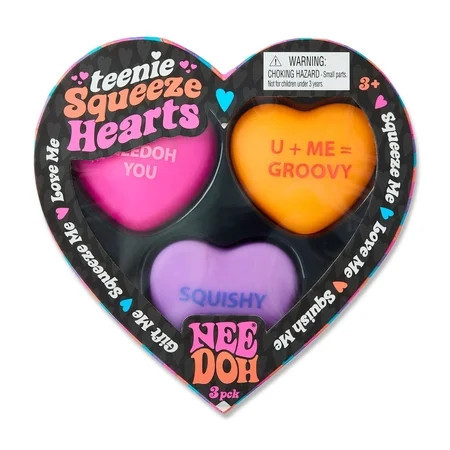 needo Heart Stress Toys Set of 3, Soft Squeeze Sensory Hearts, Small Giftable Stress Relief Toys for Adults | Walmart (US)