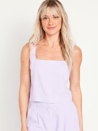 Sleeveless Linen-Blend Cropped Top | Old Navy (US)