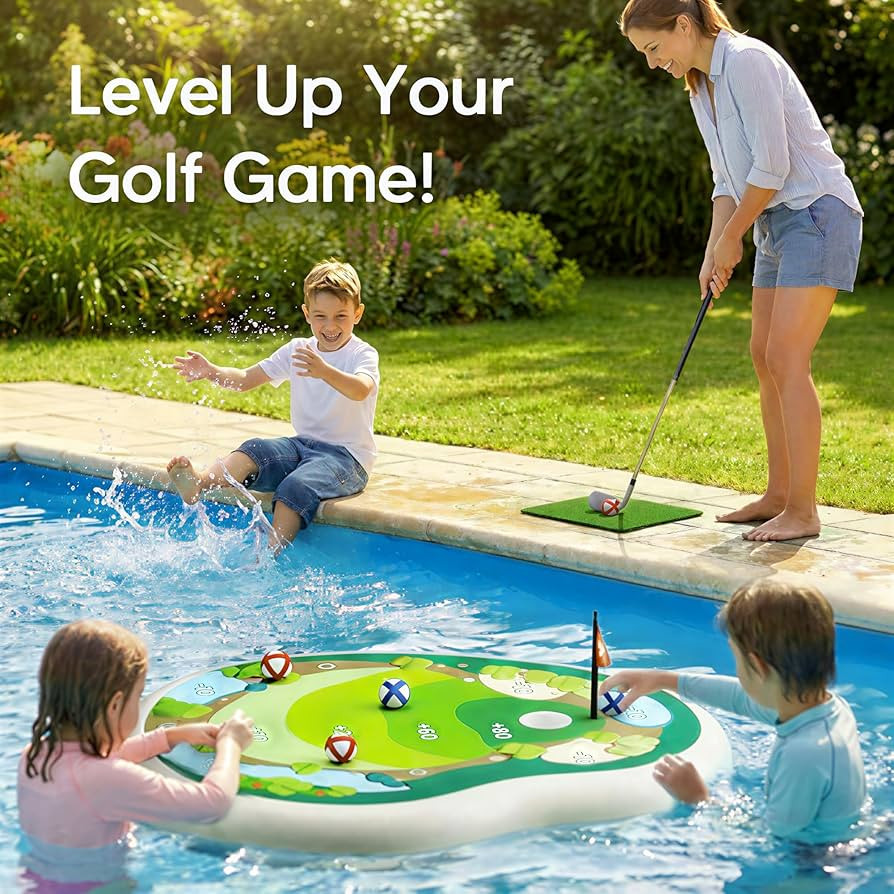 Funscape Kids Inflatable Golf Pool Toys, Fun Swimming Pool Game, Floating Water Chipping Green W/... | Amazon (US)