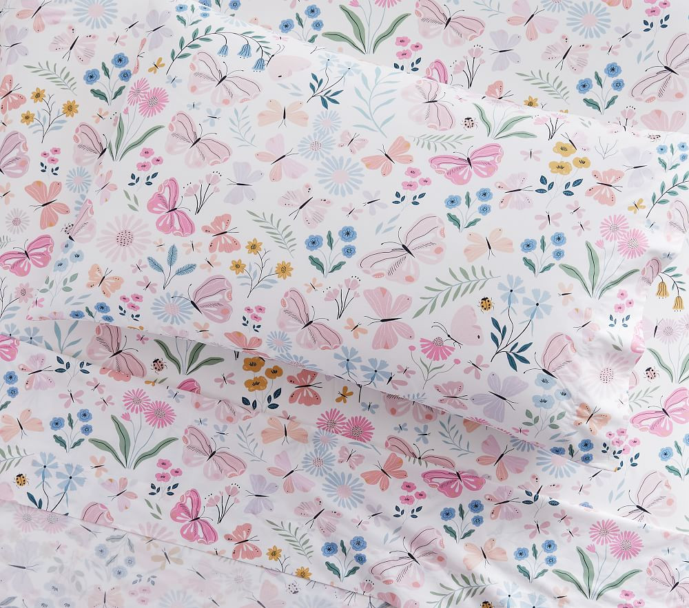 Wildflower Butterfly Organic Cotton Sheet Set | Pottery Barn Kids