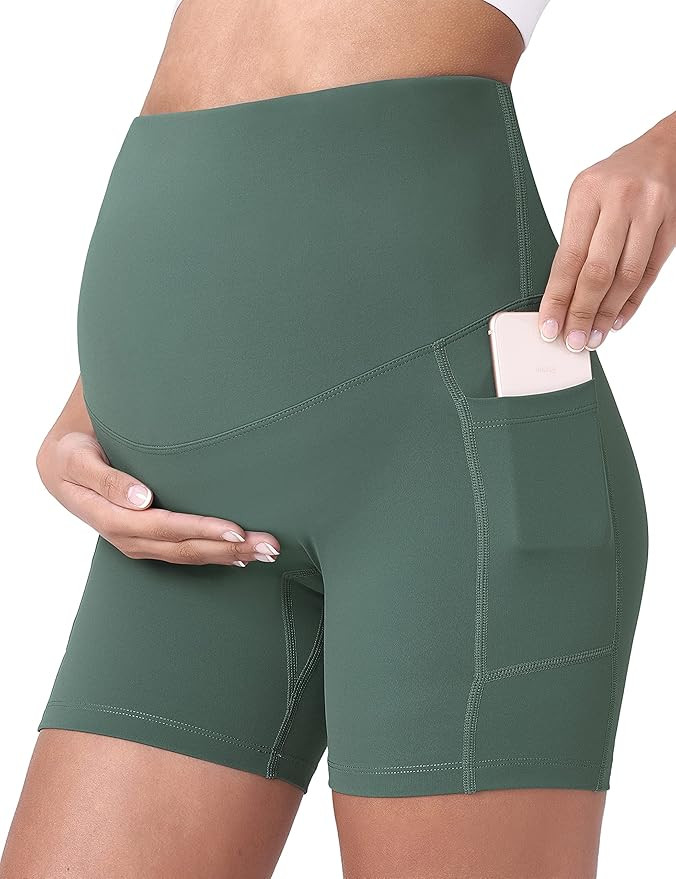 POSHDIVAH Women's Maternity Yoga Shorts Over The Belly Bump Summer Workout Running Active Short P... | Amazon (US)
