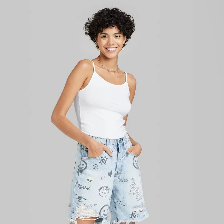 Women's Slim Fit 3pk Bundle Cropped Cami Tank Top - Wild Fable™ White/Gray/Black | Target