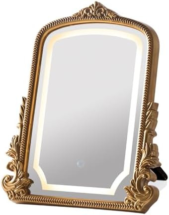 Vintage Vanity Mirror with Three-Color Lighting, Antique Gold Carved Arch Table Mirror, 16x20 Mak... | Amazon (US)