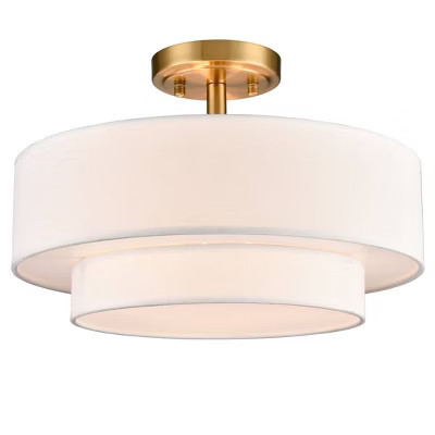 Brass 3-Light Ceiling Light with 2 Tier Fabric Drum Shade | Target