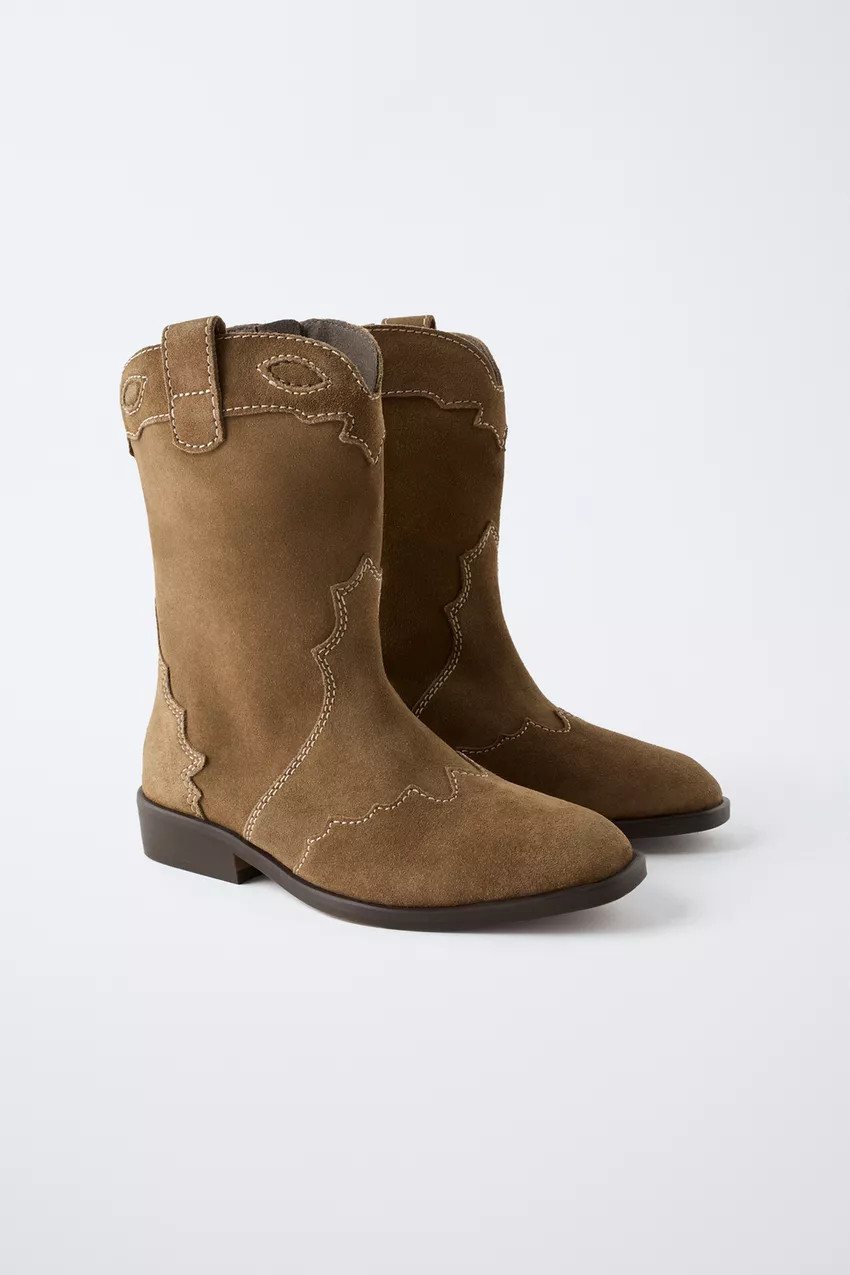 SUEDE COWBOY ANKLE BOOTS | Zara US