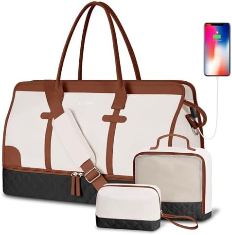 ETRONIK Weekender Overnight Bags for Women, Large Travel Duffle Bags with Shoe Compartment & Wet ... | Amazon (US)