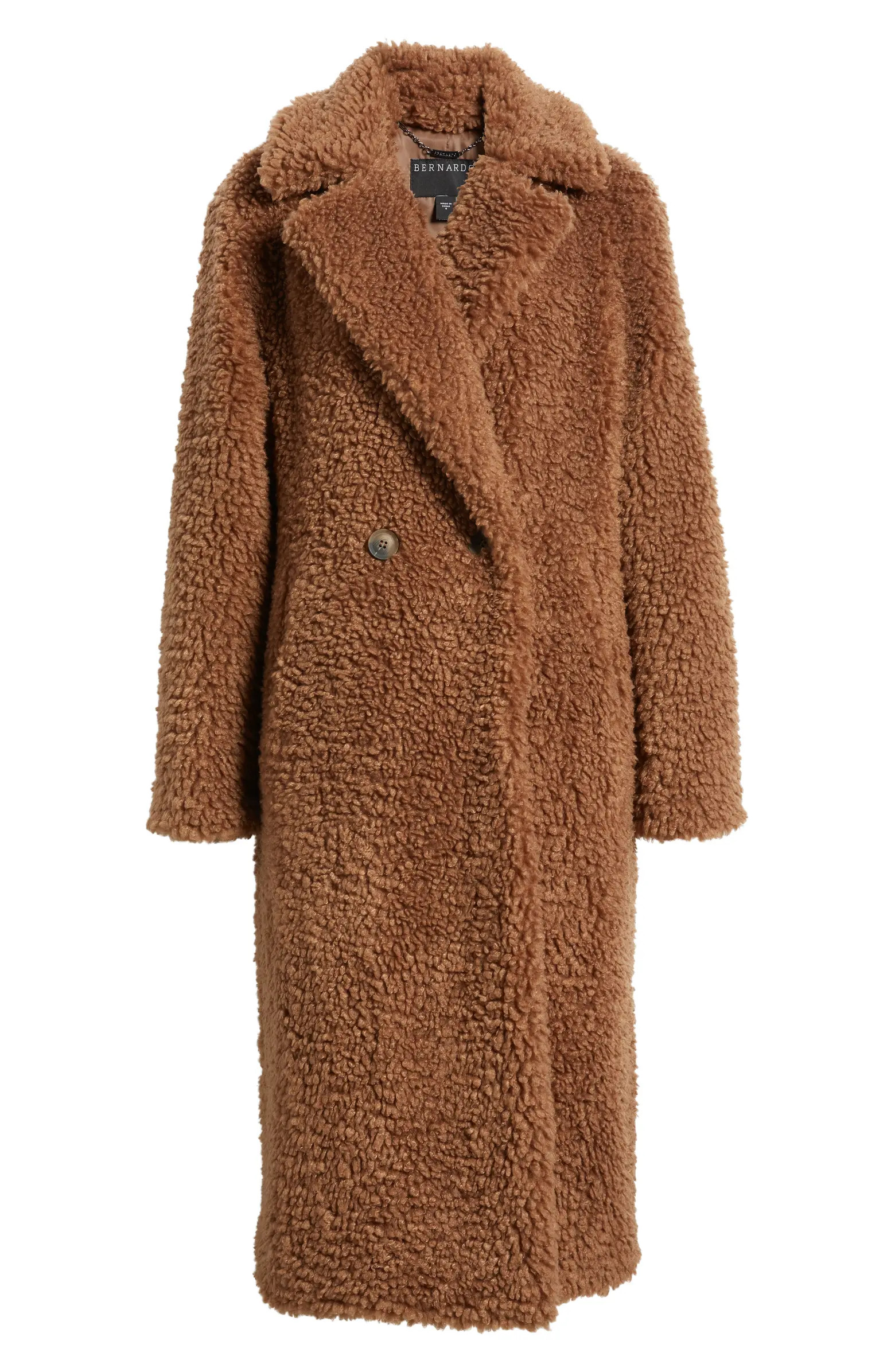Faux Shearling Double Breasted Longline Coat | Nordstrom