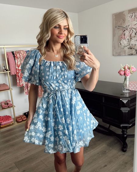 Pretty blue floral - puff sleeve mini dress! Both under $50 at Vici Collection & PinkBlush - on sale! 

#LTKwedding #LTKunder50 #LTKsalealert