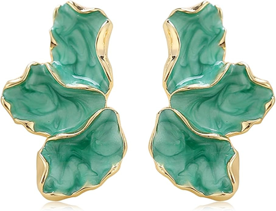 Flower Earrings for Women Irregular Petal Earrings Unique Statement Earrings Enamel Earrings Flow... | Amazon (US)