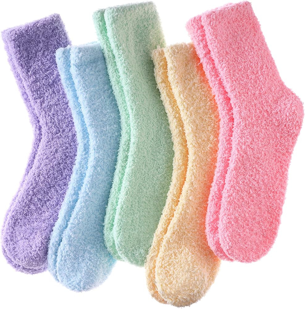 LINEMIN Womens Fuzzy Socks Cozy Fluffy Winter Warm Slipper Socks Microfiber Soft Home Sleeping So... | Amazon (US)