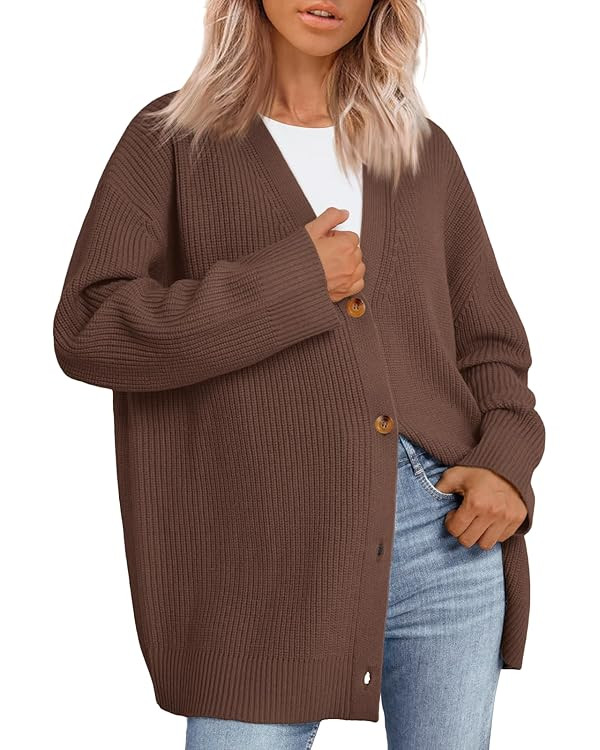 LILLUSORY Women Oversized Cardigan Sweater Fall Outfits Cloth Fashion V Neck Knit Button Front Ca... | Amazon (US)
