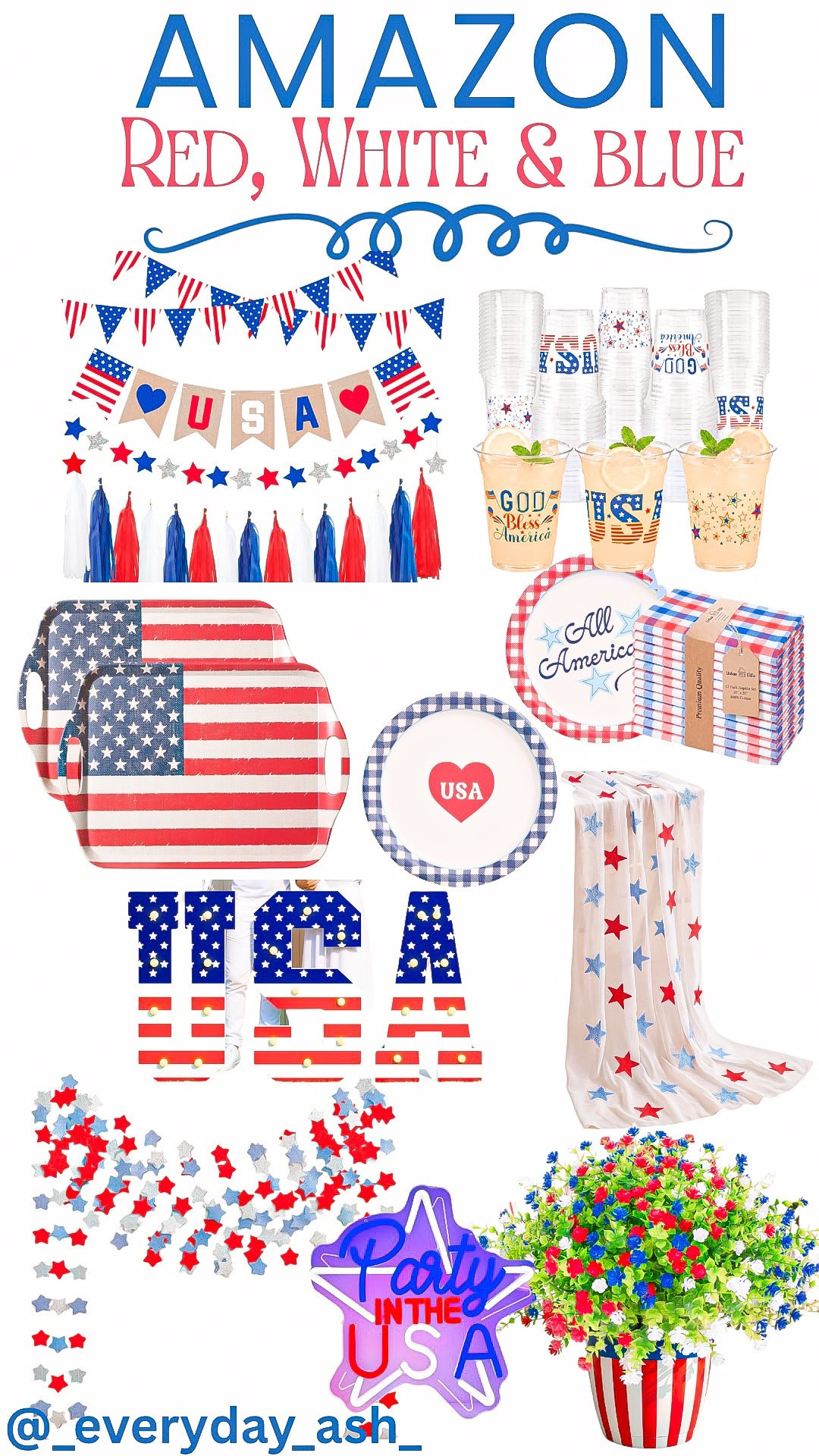 PARTY IN THE USA 🇺🇸🇺🇸

USA decor, Fourth of July party, Amazon prime day