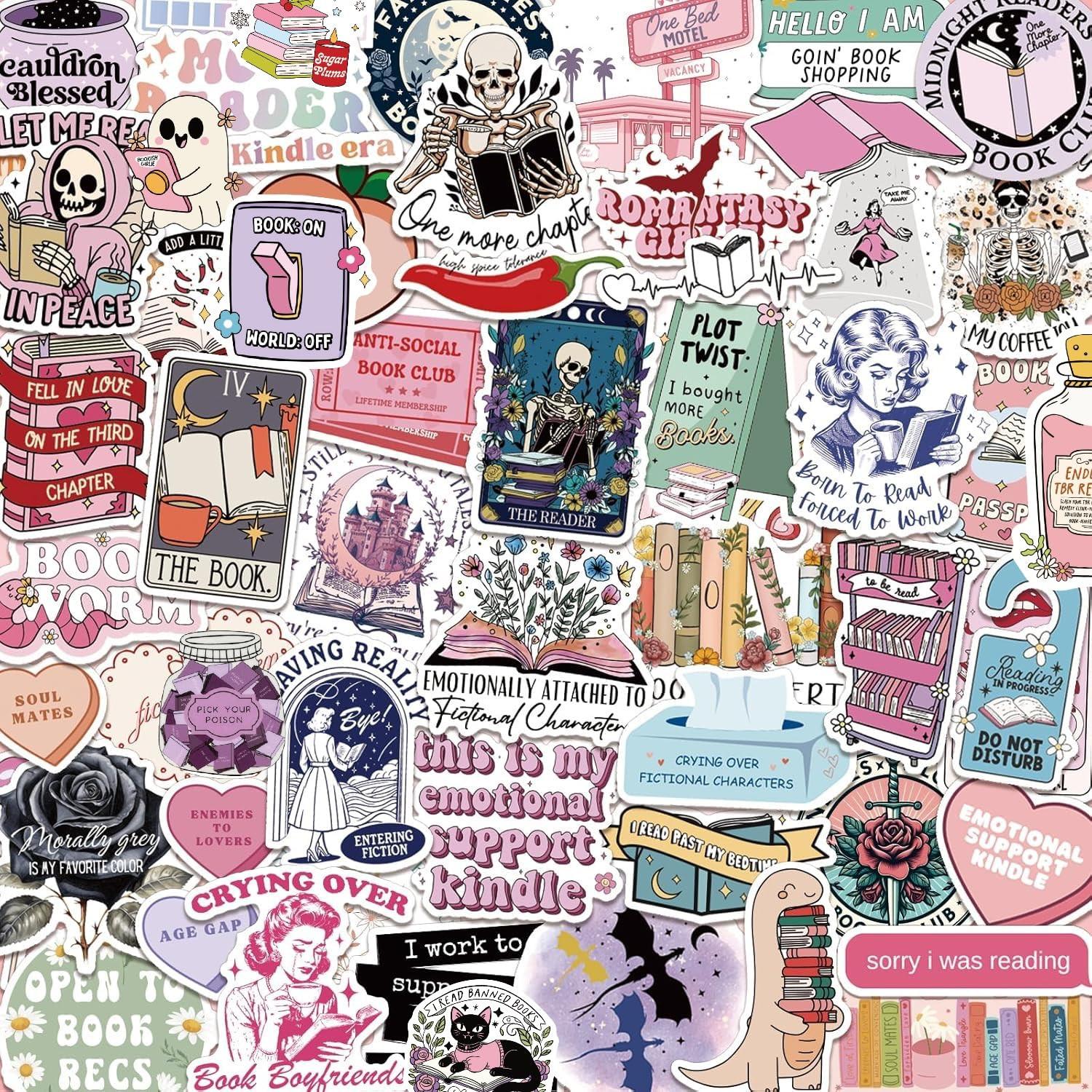 150 PCS Romance Book Stickers for Kindle, Holographic Bookish Sticker Pack Reading Booktok Glitte... | Amazon (UK)