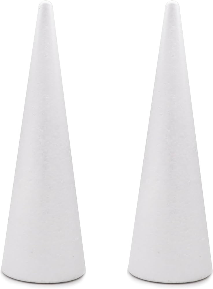 Crafare 2 Pack Foam Cones Polystyrene Cone for Christmas Tree Project 4.56x15.7Inch Wedding Table... | Amazon (US)