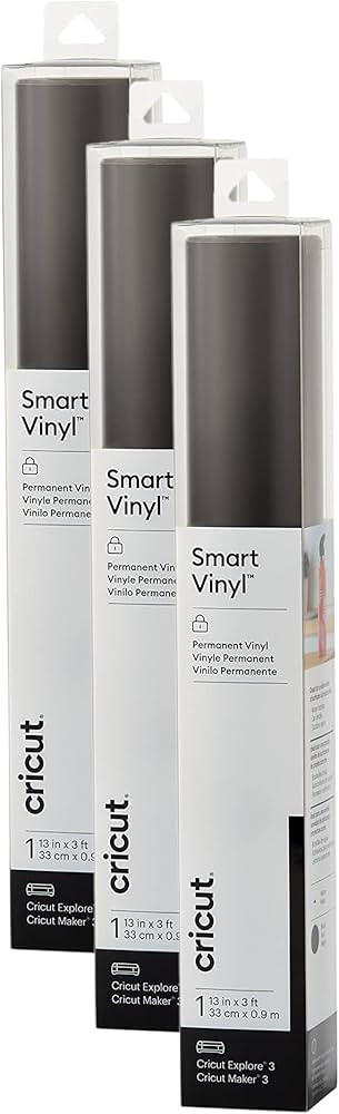 Cricut Smart Permanent Vinyl, Black - 3-Pack of 3ft Rolls (13"x36") Adhesive Craft Vinyl - Matles... | Amazon (US)