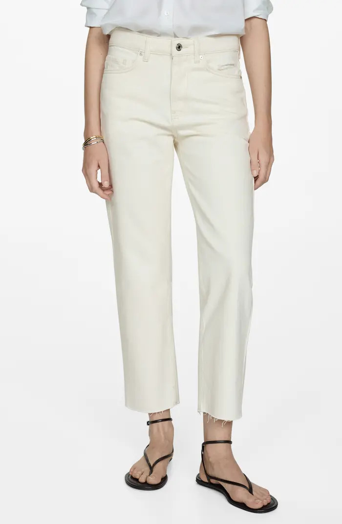 MANGO Raw Hem Crop Straight Leg Jeans | Nordstrom | Nordstrom