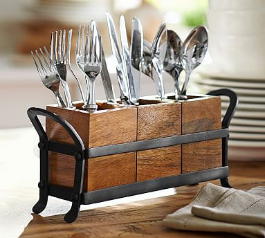 Vintage Blacksmith Metal Flatware Caddy | Pottery Barn (US)