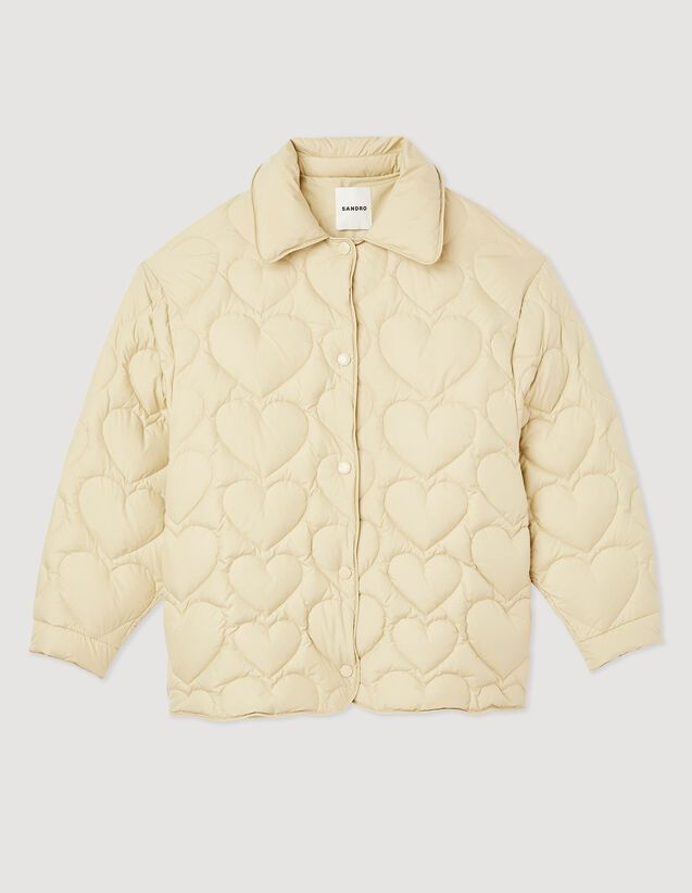 Oversized padded jacket with hearts | Sandro-Paris US