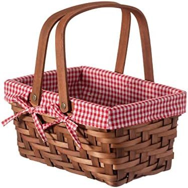Vintiquewise(TM) Rectangular Picnic Basket Lined with Gingham Lining, Small | Amazon (US)