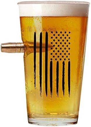 American Flag Pint Drink glasses .50 Caliber Designed Hand Blown Large Size Glasses USA Patriotic... | Amazon (US)