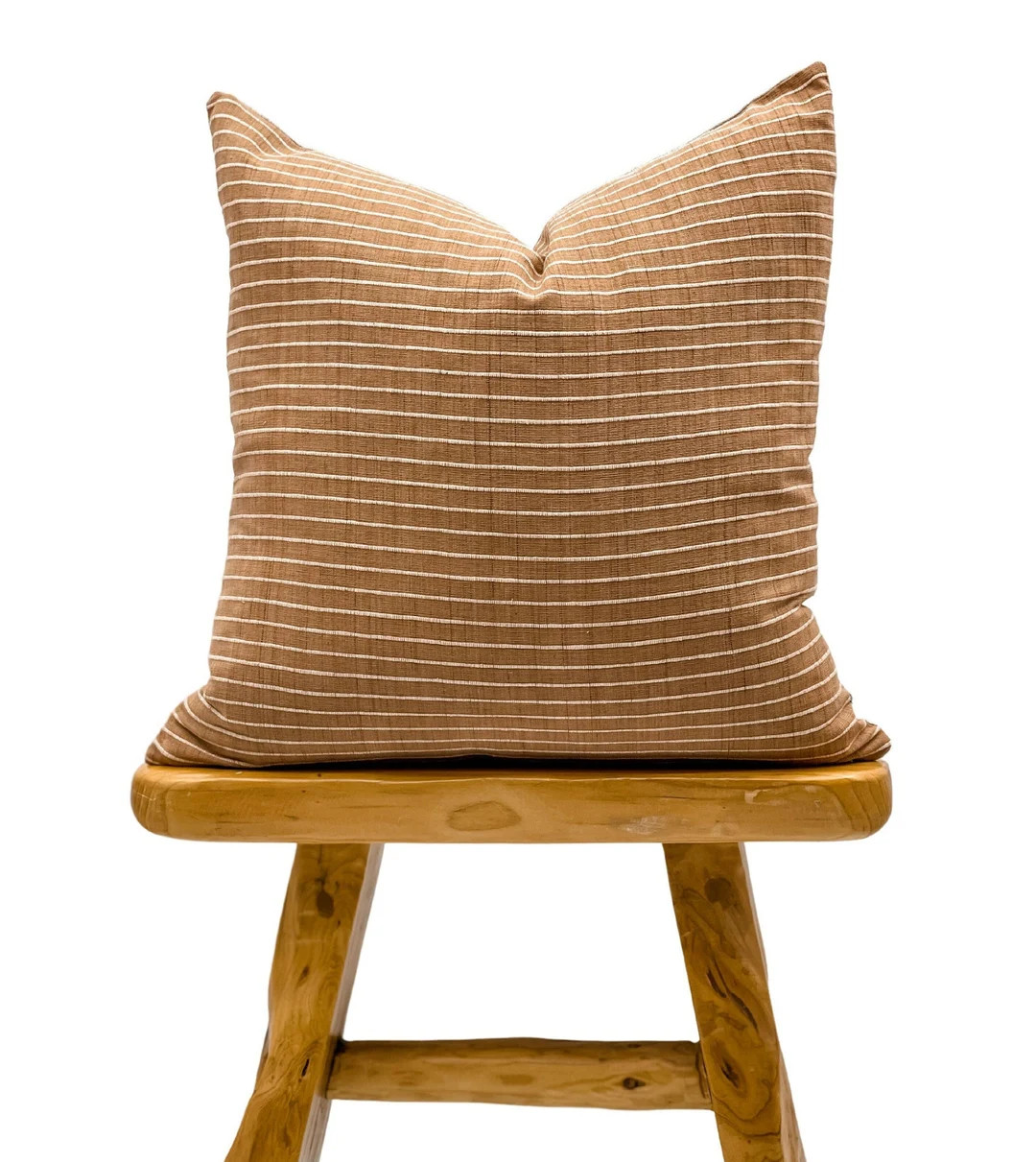 Tan Rust With Cream White Woven Stripes Pillow Cover, White and Rust Pillow, Farmhouse Pillow, Ta... | Etsy (US)